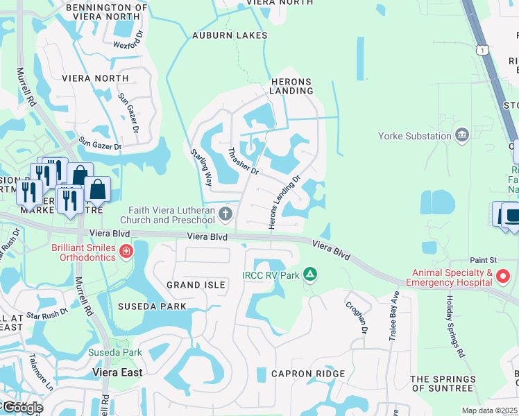 map of restaurants, bars, coffee shops, grocery stores, and more near 860 Sandhill Crane Court in Rockledge