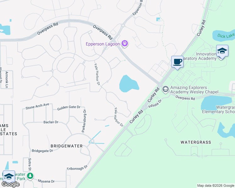 map of restaurants, bars, coffee shops, grocery stores, and more near 7618 Pool Compass Loop in Wesley Chapel