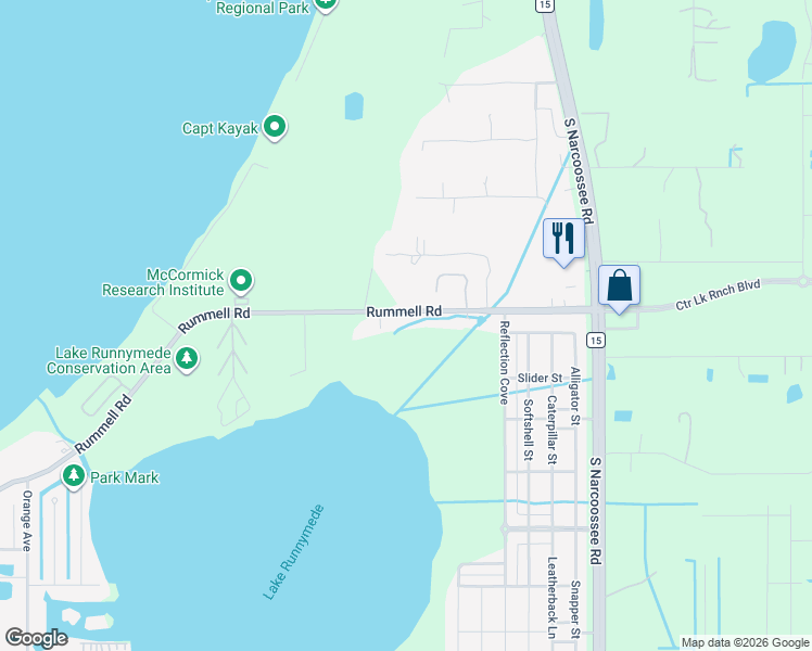 map of restaurants, bars, coffee shops, grocery stores, and more near 4777 Rummell Road in St. Cloud