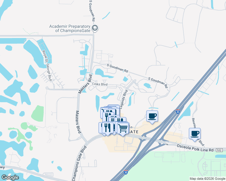 map of restaurants, bars, coffee shops, grocery stores, and more near 8250 Civita Drive in Davenport
