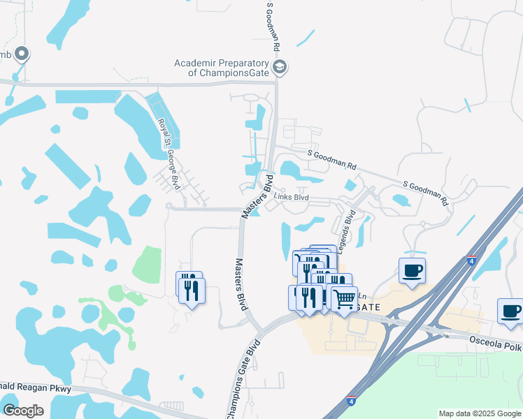map of restaurants, bars, coffee shops, grocery stores, and more near 1355 Venezia Court in Davenport