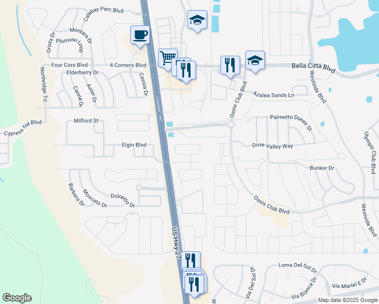 map of restaurants, bars, coffee shops, grocery stores, and more near 783 Sonja Circle in Davenport