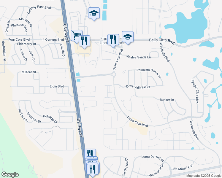 map of restaurants, bars, coffee shops, grocery stores, and more near 1305 Divot Way in Davenport