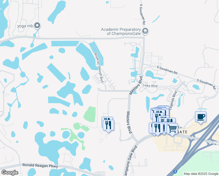 map of restaurants, bars, coffee shops, grocery stores, and more near 8508 Golf Way in Four Corners