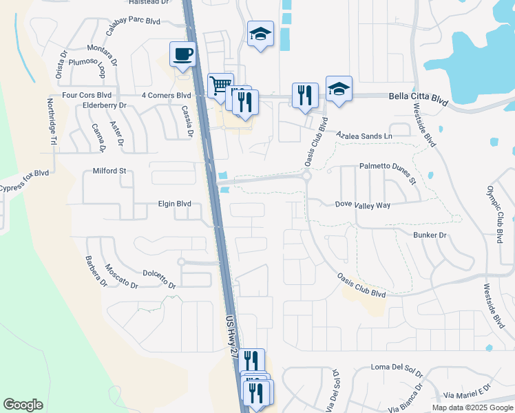 map of restaurants, bars, coffee shops, grocery stores, and more near 783 Sonja Circle in Davenport