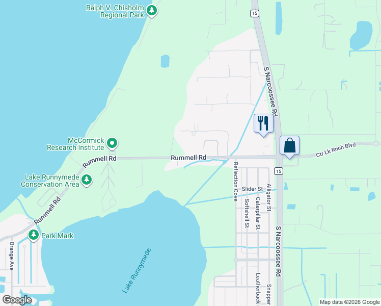 map of restaurants, bars, coffee shops, grocery stores, and more near 4777 Rummell Road in Saint Cloud
