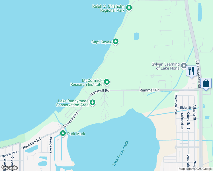map of restaurants, bars, coffee shops, grocery stores, and more near 4651 Rummell Road in St. Cloud