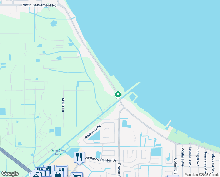 map of restaurants, bars, coffee shops, grocery stores, and more near 1386 East Lakeshore Boulevard in Kissimmee