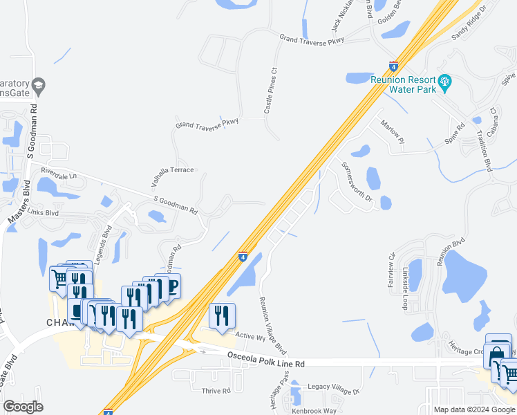 map of restaurants, bars, coffee shops, grocery stores, and more near 8020 Tuscany Way in Davenport