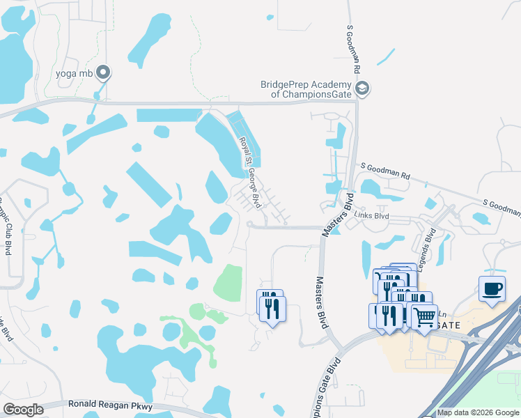 map of restaurants, bars, coffee shops, grocery stores, and more near 8509 Golf Place in Davenport