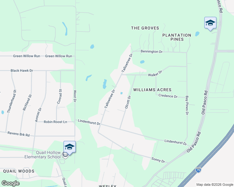 map of restaurants, bars, coffee shops, grocery stores, and more near 7656 Tallowtree Drive in Zephyrhills
