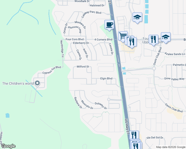map of restaurants, bars, coffee shops, grocery stores, and more near 313 Milford Street in Davenport