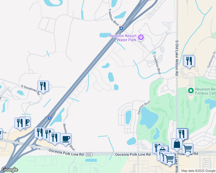 map of restaurants, bars, coffee shops, grocery stores, and more near in Kissimmee