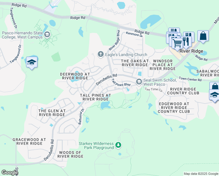 map of restaurants, bars, coffee shops, grocery stores, and more near 10731 Laquinta Drive in New Port Richey