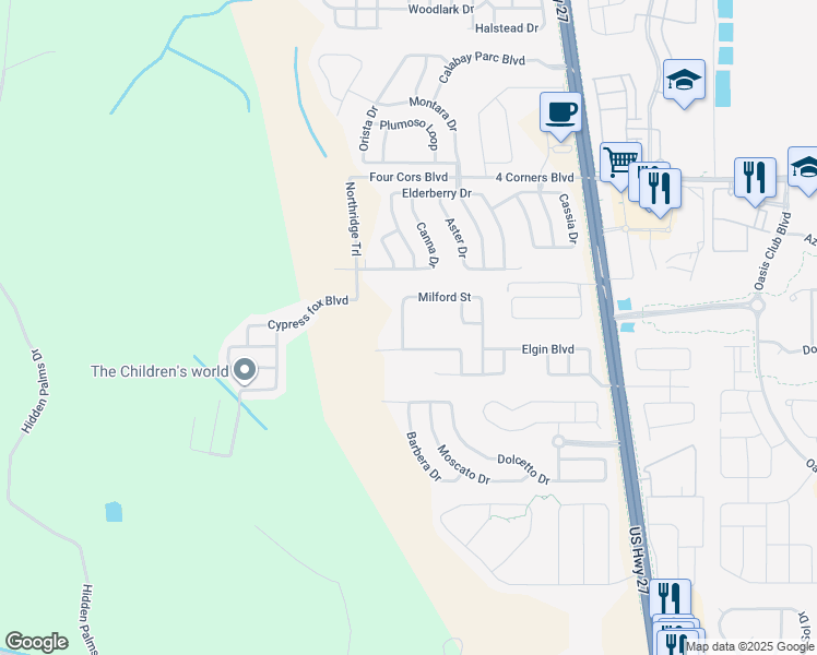 map of restaurants, bars, coffee shops, grocery stores, and more near 751 Milford Street in Davenport