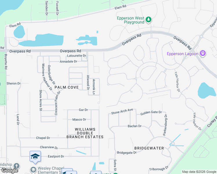 map of restaurants, bars, coffee shops, grocery stores, and more near 30801 Parrot Reef Court in Wesley Chapel