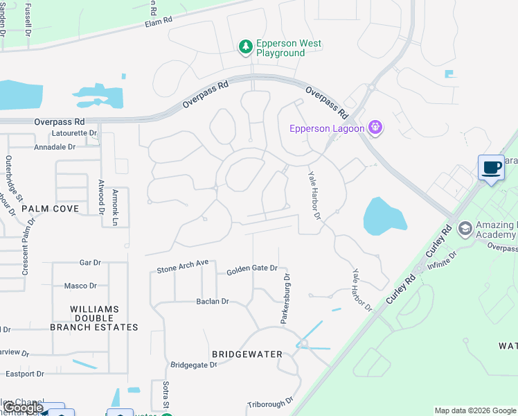 map of restaurants, bars, coffee shops, grocery stores, and more near 7696 Tuscan Bay Circle in Wesley Chapel