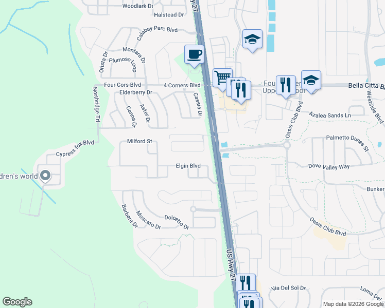 map of restaurants, bars, coffee shops, grocery stores, and more near 650 Old Bridge Circle in Davenport