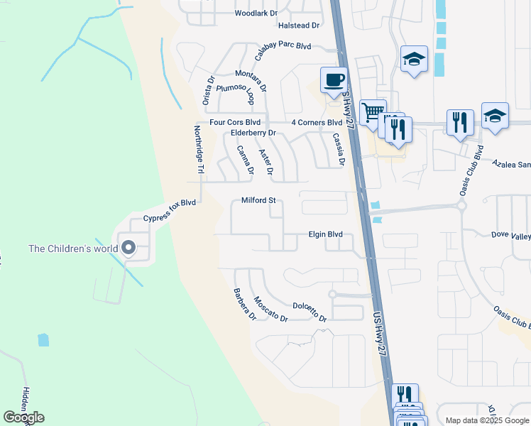 map of restaurants, bars, coffee shops, grocery stores, and more near 143 Penrith Street in Davenport