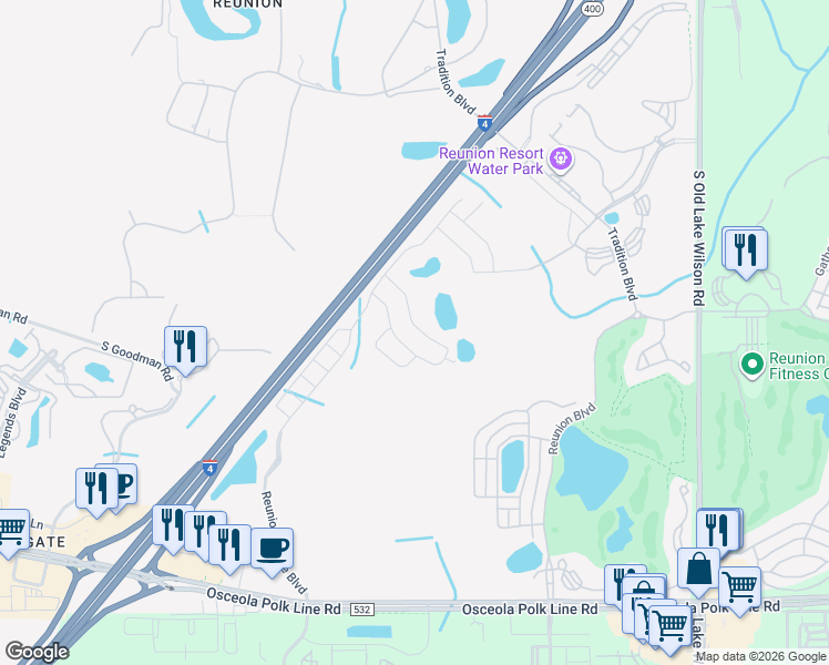 map of restaurants, bars, coffee shops, grocery stores, and more near in Kissimmee