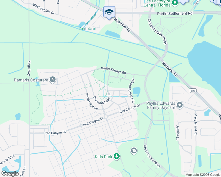 map of restaurants, bars, coffee shops, grocery stores, and more near 1905 Shiloh Brook Street in Kissimmee