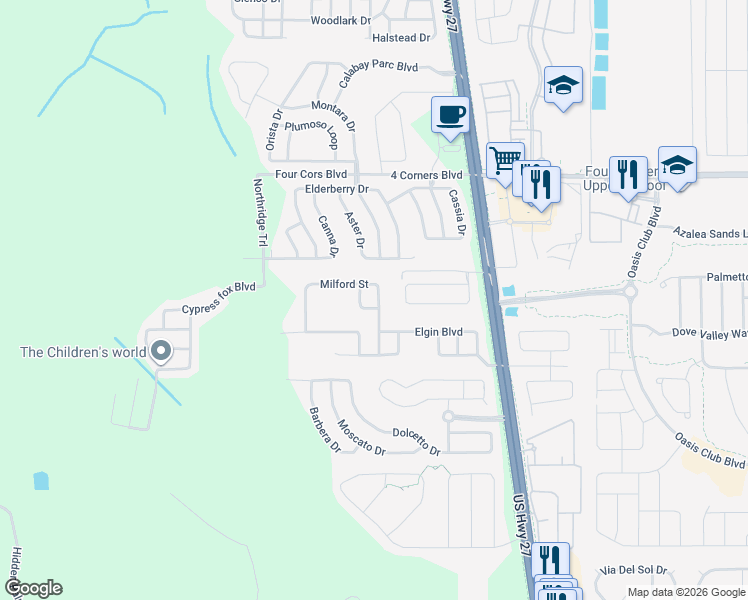 map of restaurants, bars, coffee shops, grocery stores, and more near 313 Milford Street in Davenport