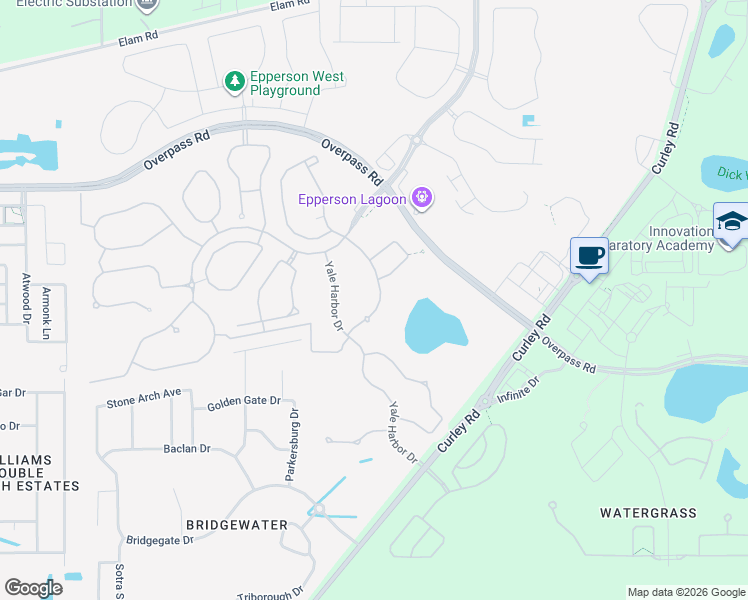 map of restaurants, bars, coffee shops, grocery stores, and more near 7679 Roma Dune Drive in Wesley Chapel