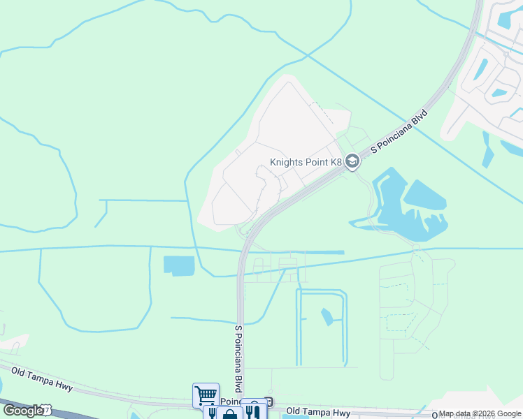map of restaurants, bars, coffee shops, grocery stores, and more near South Poinciana Boulevard in Kissimmee