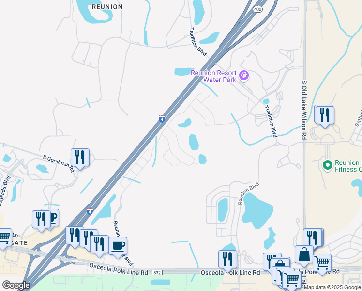map of restaurants, bars, coffee shops, grocery stores, and more near in Kissimmee