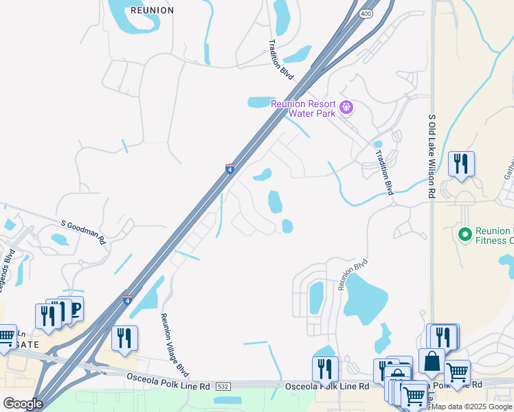map of restaurants, bars, coffee shops, grocery stores, and more near in Kissimmee