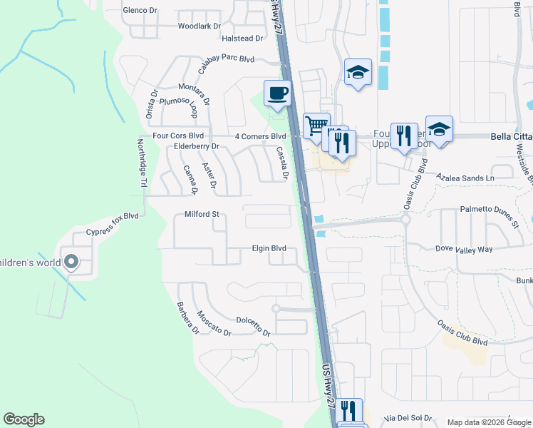 map of restaurants, bars, coffee shops, grocery stores, and more near 222 Old Bridge Circle in Davenport