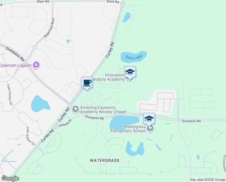 map of restaurants, bars, coffee shops, grocery stores, and more near 7575 Windchase Way in Zephyrhills