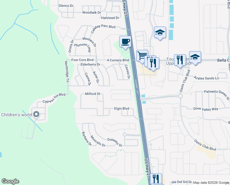 map of restaurants, bars, coffee shops, grocery stores, and more near 324 Old Bridge Circle in Davenport