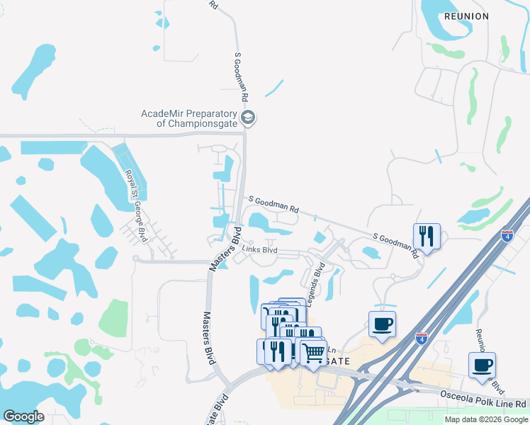 map of restaurants, bars, coffee shops, grocery stores, and more near 8381 Riverdale Lane in Davenport