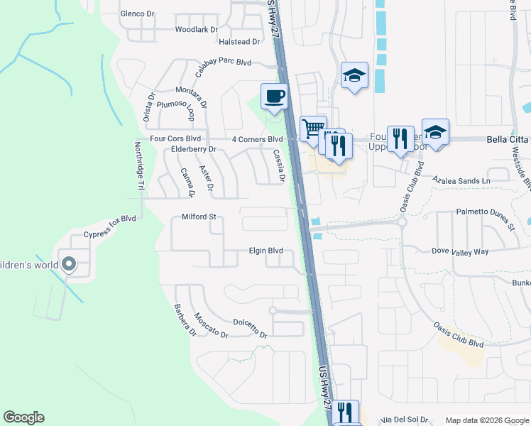 map of restaurants, bars, coffee shops, grocery stores, and more near 222 Old Bridge Circle in Davenport