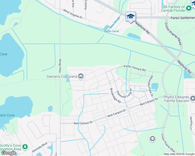 map of restaurants, bars, coffee shops, grocery stores, and more near 1788 Brockridge Road in Kissimmee