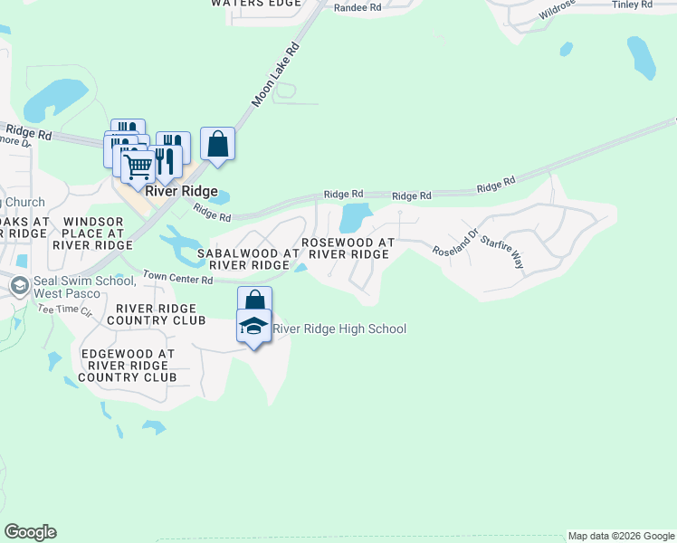 map of restaurants, bars, coffee shops, grocery stores, and more near 7748 Burnet Lane in New Port Richey