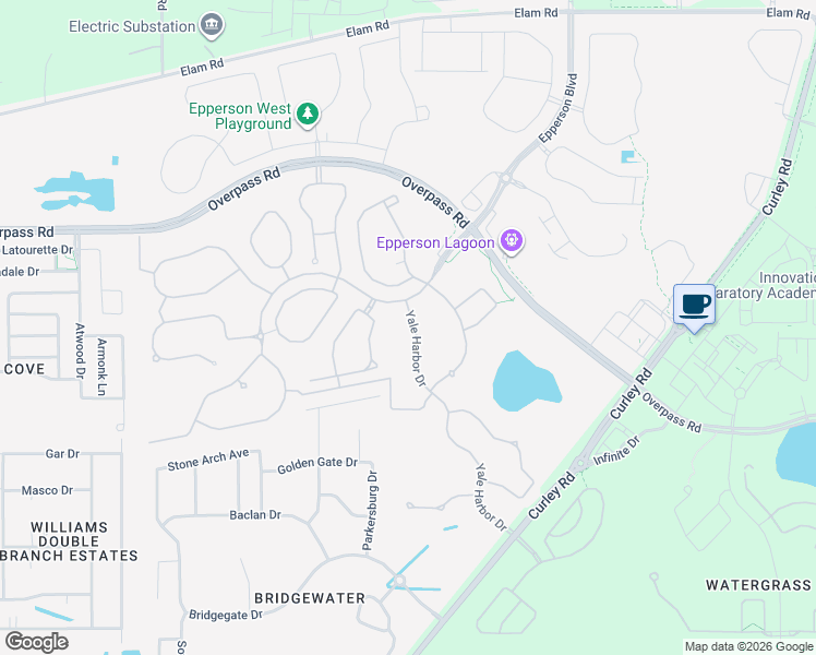 map of restaurants, bars, coffee shops, grocery stores, and more near 7918 Yale Harbor Drive in Wesley Chapel