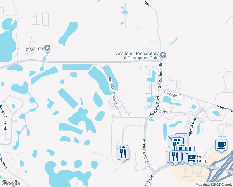 map of restaurants, bars, coffee shops, grocery stores, and more near 1225 Sandwedge Street in Davenport