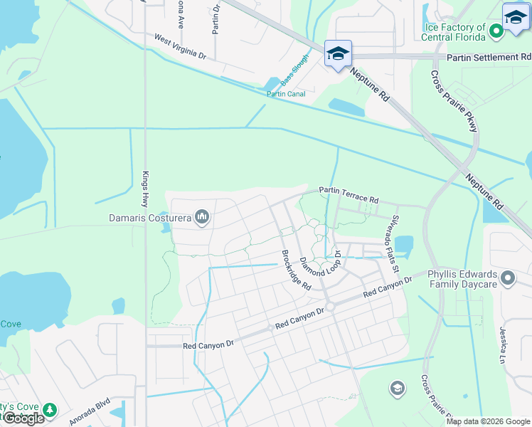 map of restaurants, bars, coffee shops, grocery stores, and more near 1846 Partin Terrace Road in Kissimmee