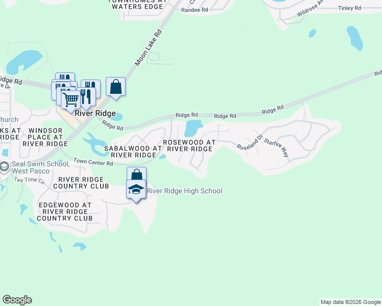 map of restaurants, bars, coffee shops, grocery stores, and more near 7757 Damask Lane in New Port Richey