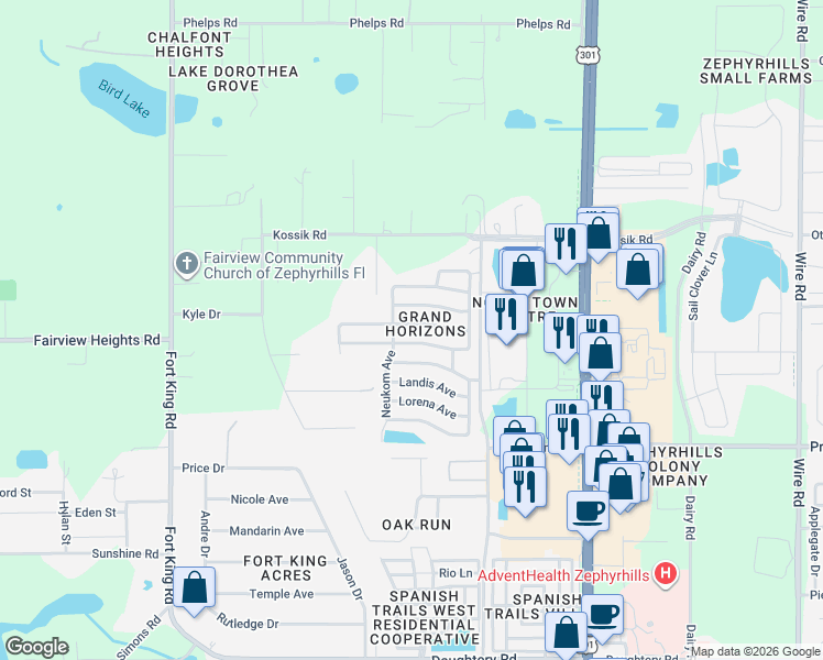 map of restaurants, bars, coffee shops, grocery stores, and more near 37520 Gill Avenue in Zephyrhills