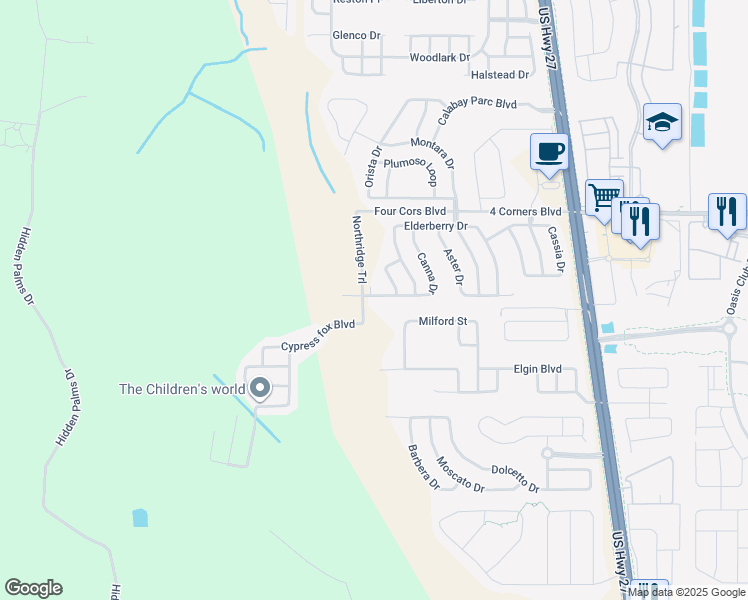 map of restaurants, bars, coffee shops, grocery stores, and more near 674 Canna Drive in Davenport