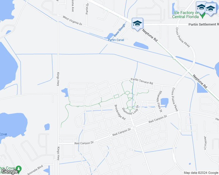 map of restaurants, bars, coffee shops, grocery stores, and more near 1757 Brockridge Road in Kissimmee