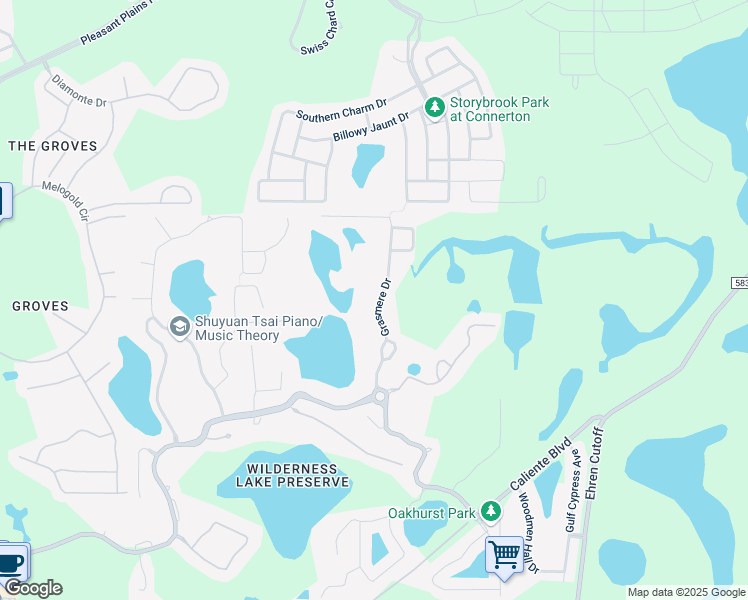 map of restaurants, bars, coffee shops, grocery stores, and more near 7741 Grasmere Drive in Land O' Lakes