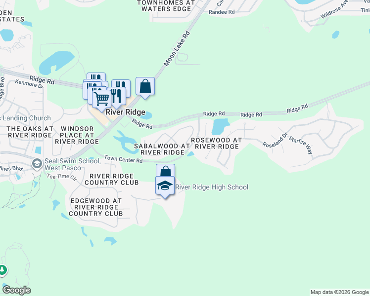 map of restaurants, bars, coffee shops, grocery stores, and more near 7810 Fashion Loop in New Port Richey