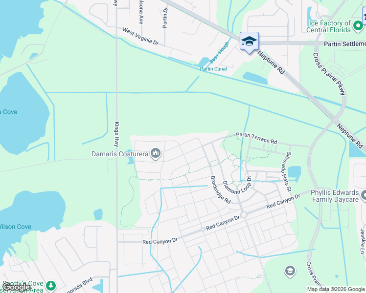map of restaurants, bars, coffee shops, grocery stores, and more near 1788 Brockridge Road in Kissimmee