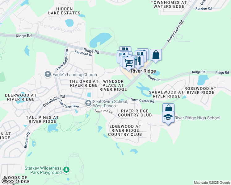 map of restaurants, bars, coffee shops, grocery stores, and more near 7747 Harbor Bridge Boulevard in New Port Richey