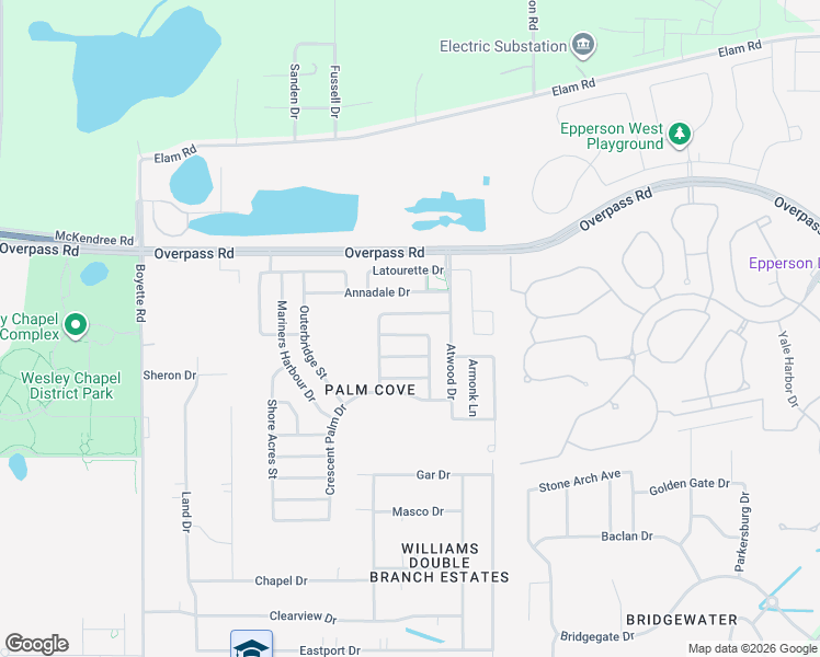map of restaurants, bars, coffee shops, grocery stores, and more near 30623 Casewell Place in Wesley Chapel