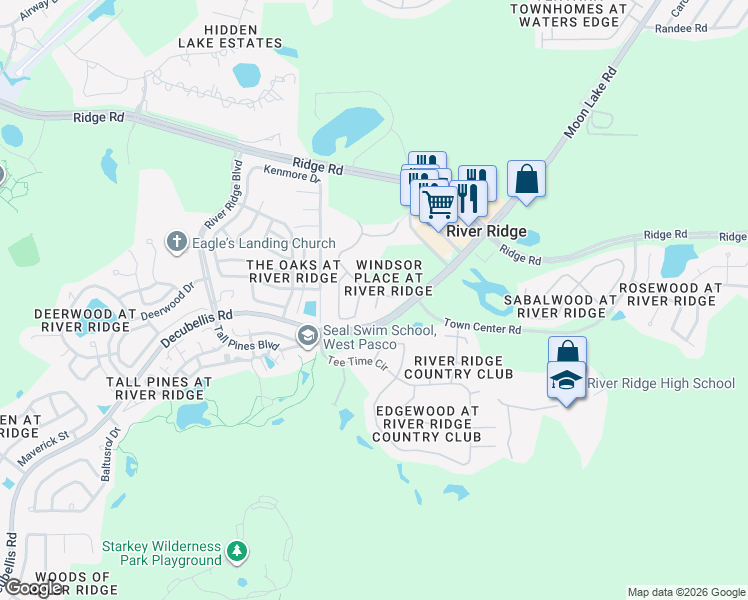 map of restaurants, bars, coffee shops, grocery stores, and more near 7809 Brisbane Court in Port Richey